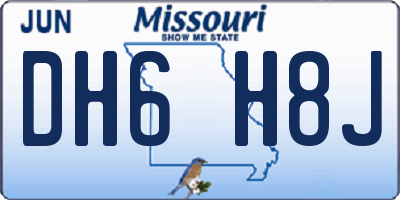MO license plate DH6H8J