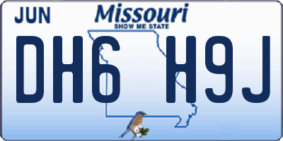 MO license plate DH6H9J