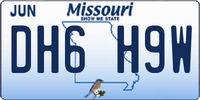 MO license plate DH6H9W