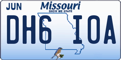 MO license plate DH6I0A