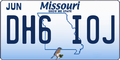 MO license plate DH6I0J