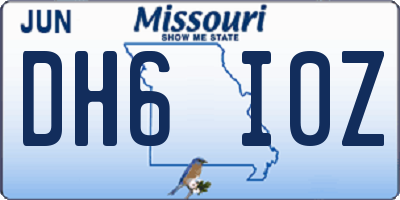MO license plate DH6I0Z