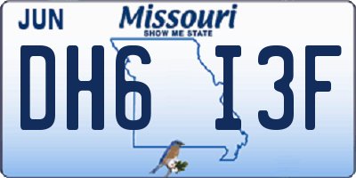 MO license plate DH6I3F