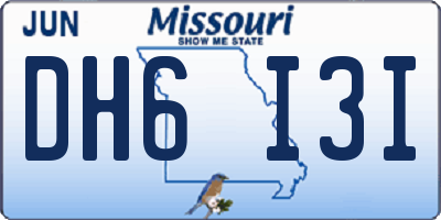 MO license plate DH6I3I