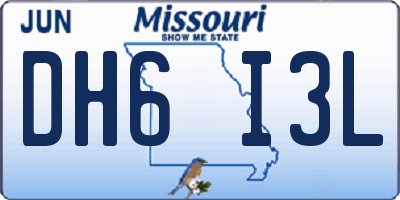 MO license plate DH6I3L