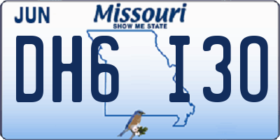 MO license plate DH6I3O