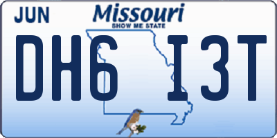 MO license plate DH6I3T