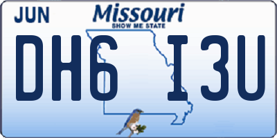 MO license plate DH6I3U