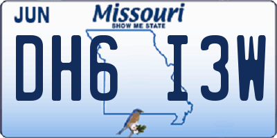MO license plate DH6I3W