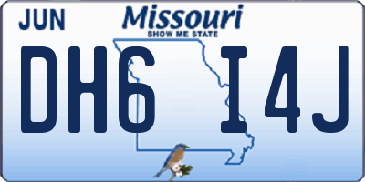 MO license plate DH6I4J