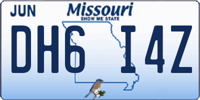 MO license plate DH6I4Z