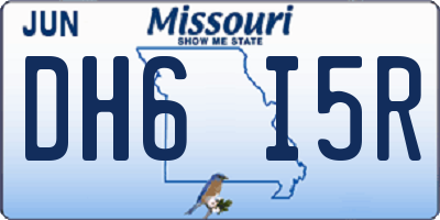 MO license plate DH6I5R