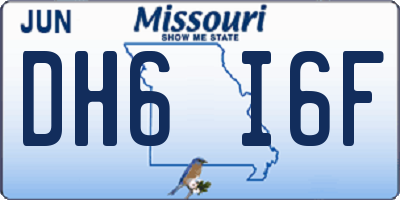 MO license plate DH6I6F