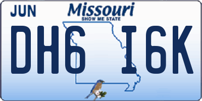 MO license plate DH6I6K