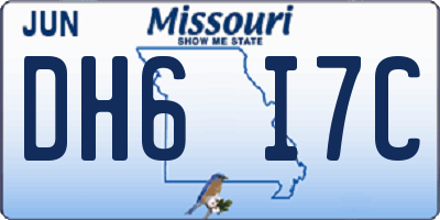 MO license plate DH6I7C