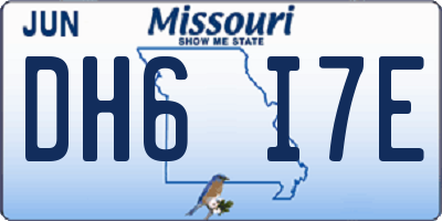 MO license plate DH6I7E