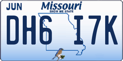 MO license plate DH6I7K