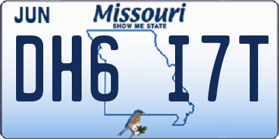 MO license plate DH6I7T