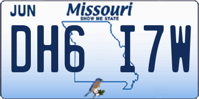 MO license plate DH6I7W