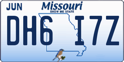 MO license plate DH6I7Z