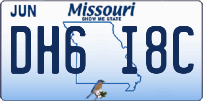 MO license plate DH6I8C