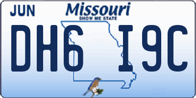MO license plate DH6I9C