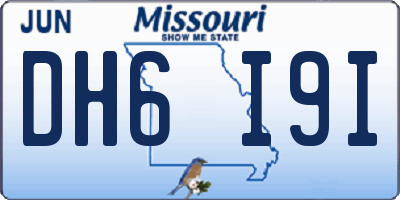 MO license plate DH6I9I