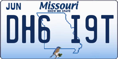 MO license plate DH6I9T