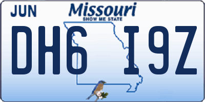 MO license plate DH6I9Z