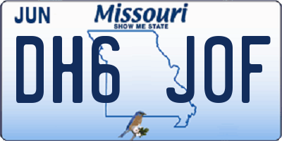 MO license plate DH6J0F