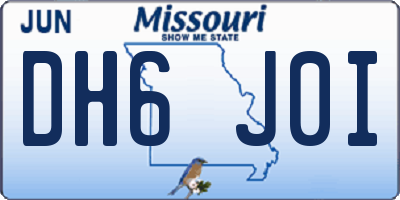 MO license plate DH6J0I