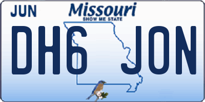 MO license plate DH6J0N