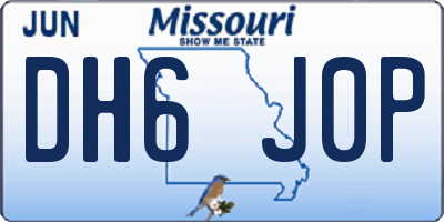 MO license plate DH6J0P
