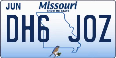 MO license plate DH6J0Z
