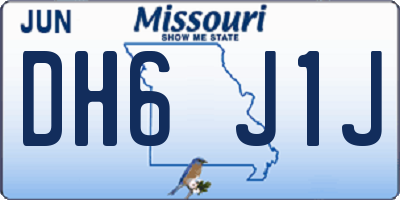 MO license plate DH6J1J