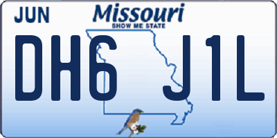 MO license plate DH6J1L