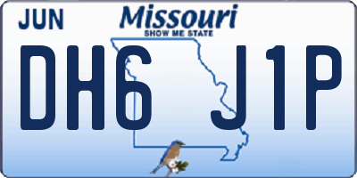 MO license plate DH6J1P