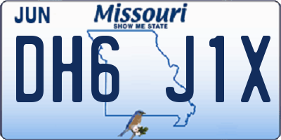 MO license plate DH6J1X