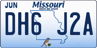 MO license plate DH6J2A