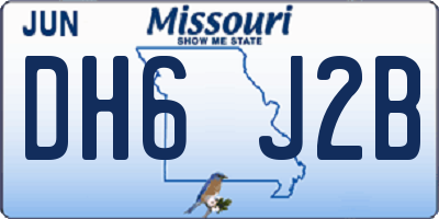 MO license plate DH6J2B