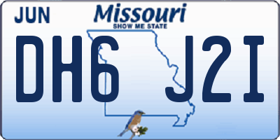 MO license plate DH6J2I