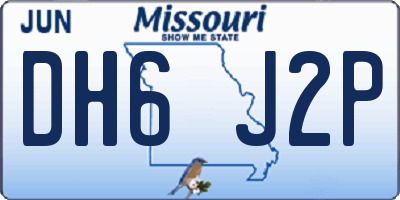 MO license plate DH6J2P