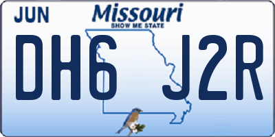 MO license plate DH6J2R