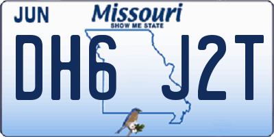 MO license plate DH6J2T
