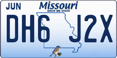 MO license plate DH6J2X