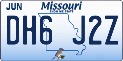 MO license plate DH6J2Z
