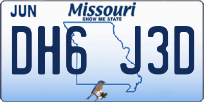 MO license plate DH6J3D