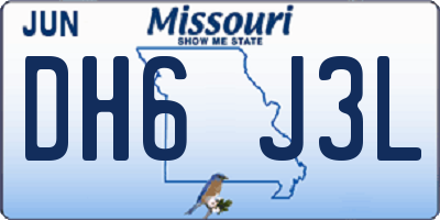 MO license plate DH6J3L