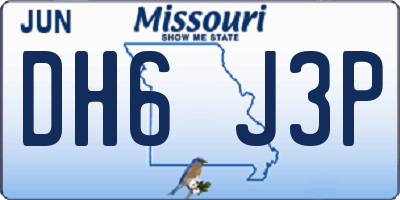 MO license plate DH6J3P