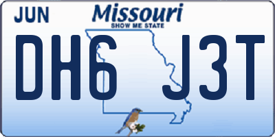 MO license plate DH6J3T